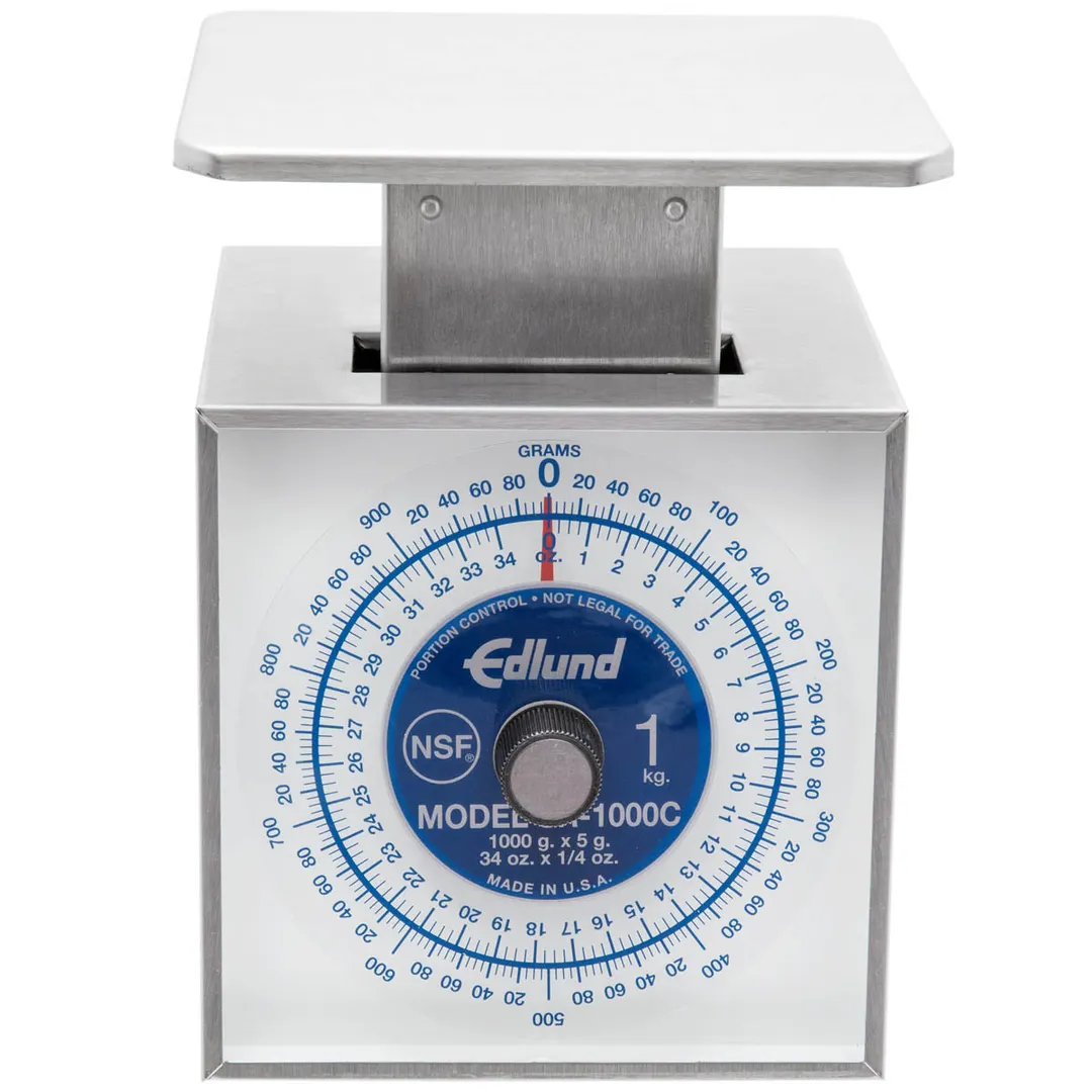 Edlund SR-1000C Portion Scale, 1-9 lb, Stainless, Rotating Dial, Vertical Display, 6-7in Platform, 34 oz Capacity