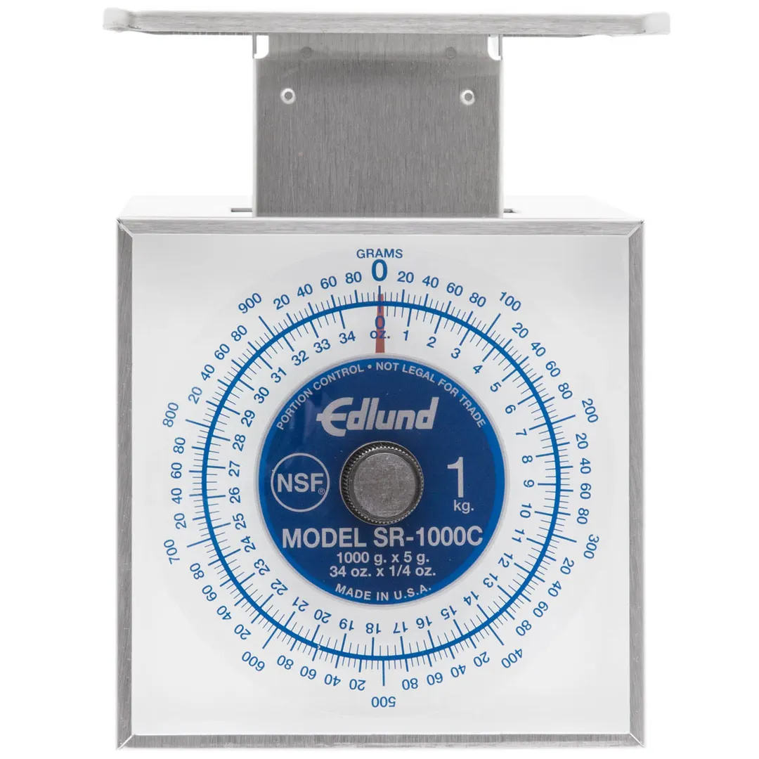 Edlund SR-1000C Portion Scale, 1-9 lb, Stainless, Rotating Dial, Vertical Display, 6-7in Platform, 34 oz Capacity