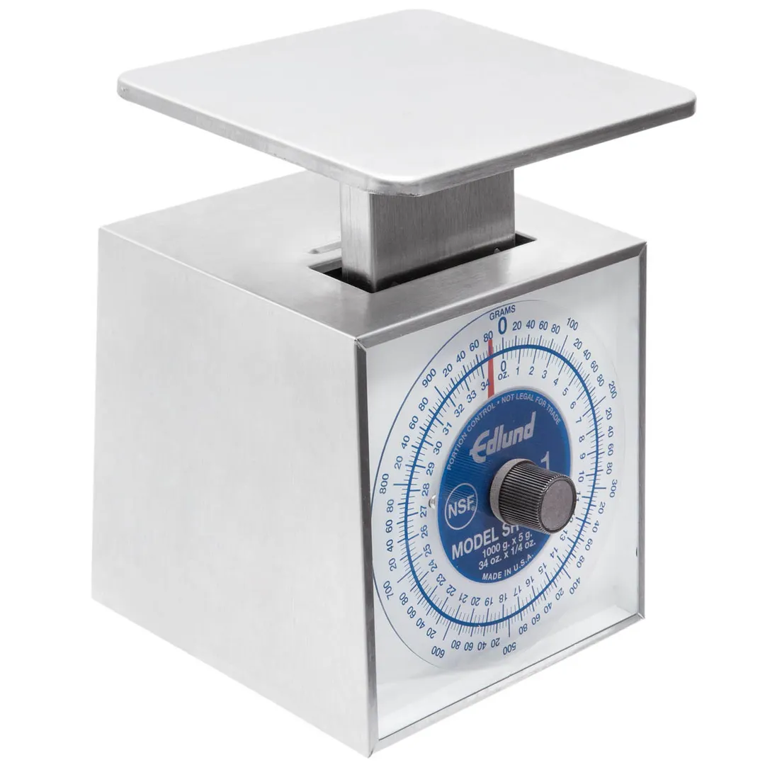Edlund SR-1000C Portion Scale, 1-9 lb, Stainless, Rotating Dial, Vertical Display, 6-7in Platform, 34 oz Capacity