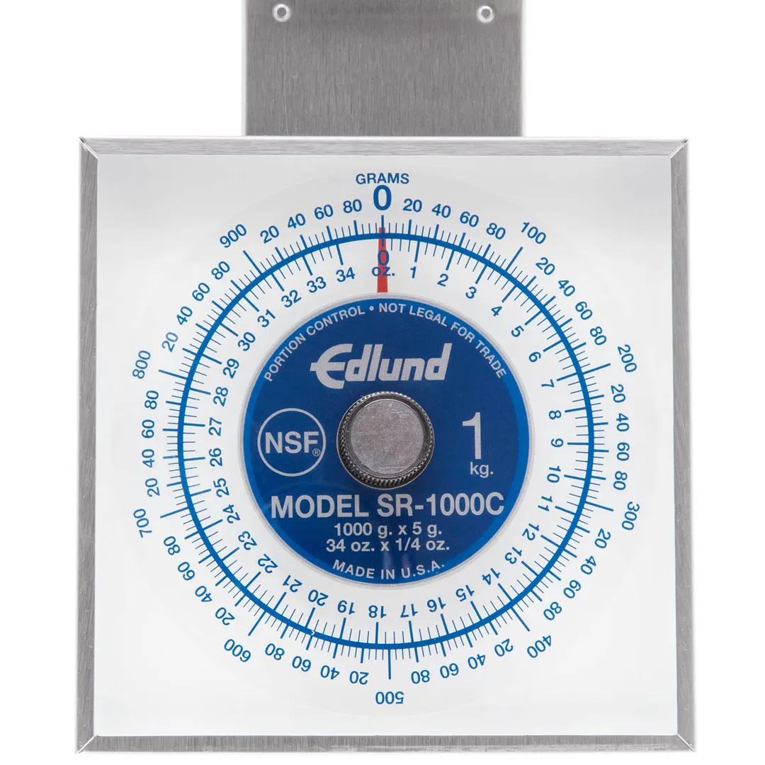 Edlund SR-1000C Portion Scale, 1-9 lb, Stainless, Rotating Dial, Vertical Display, 6-7in Platform, 34 oz Capacity