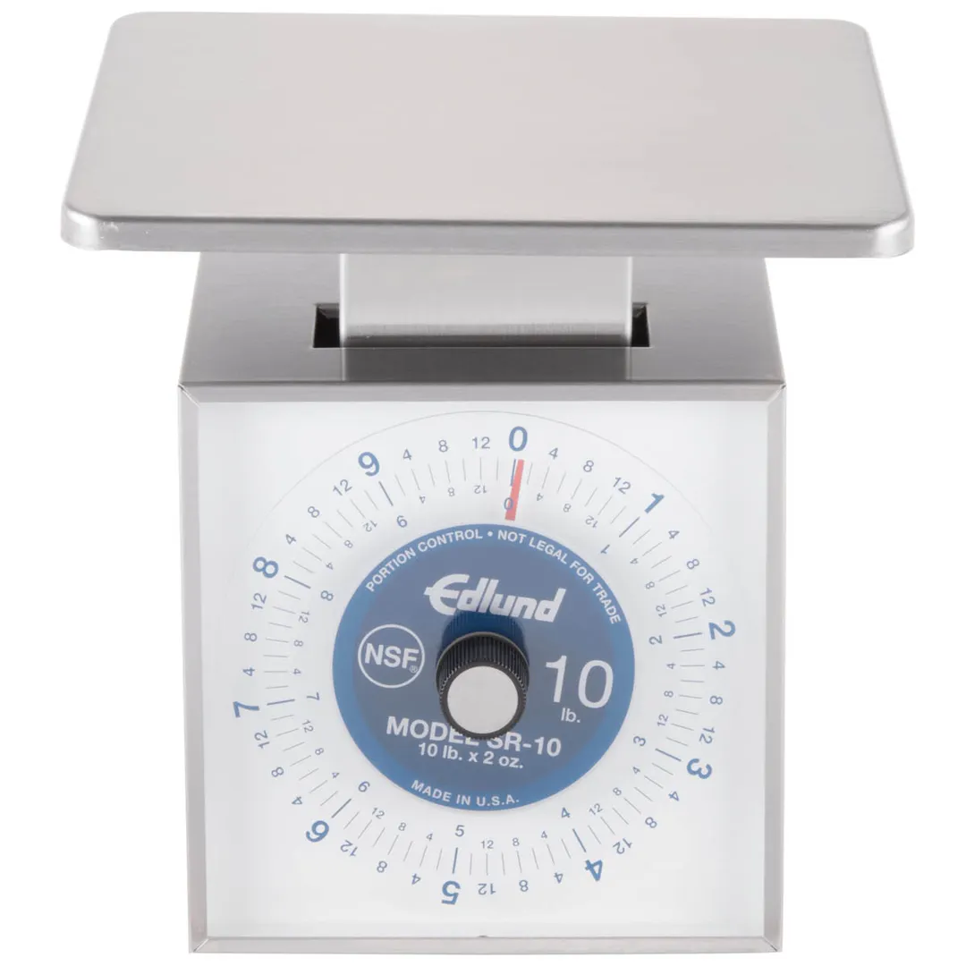 Edlund SR-10 OP - 10-29 lb Portion Scale, 8-9" Platform, Stainless Steel, Vertical Dial, Dishwasher Safe