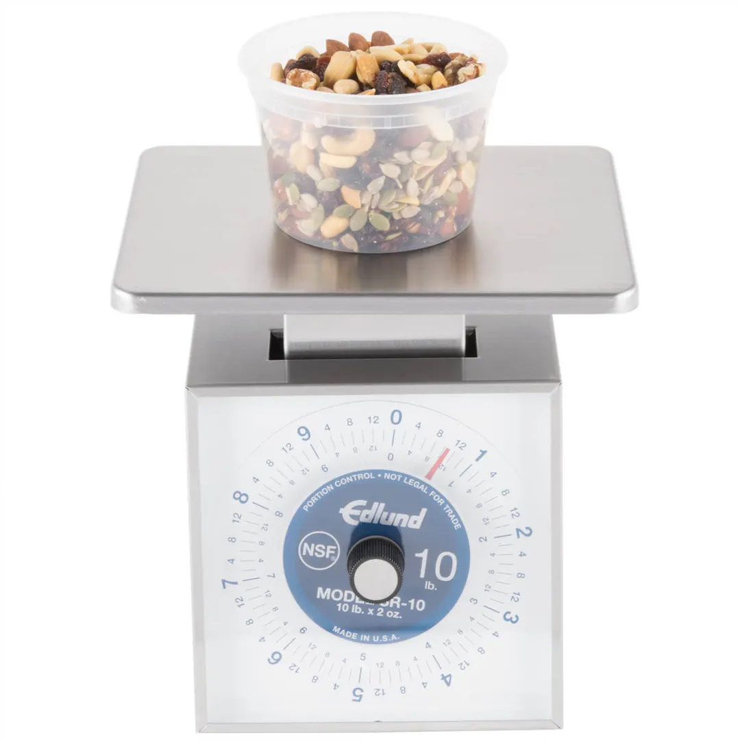 Edlund SR-10 OP - 10-29 lb Portion Scale, 8-9" Platform, Stainless Steel, Vertical Dial, Dishwasher Safe
