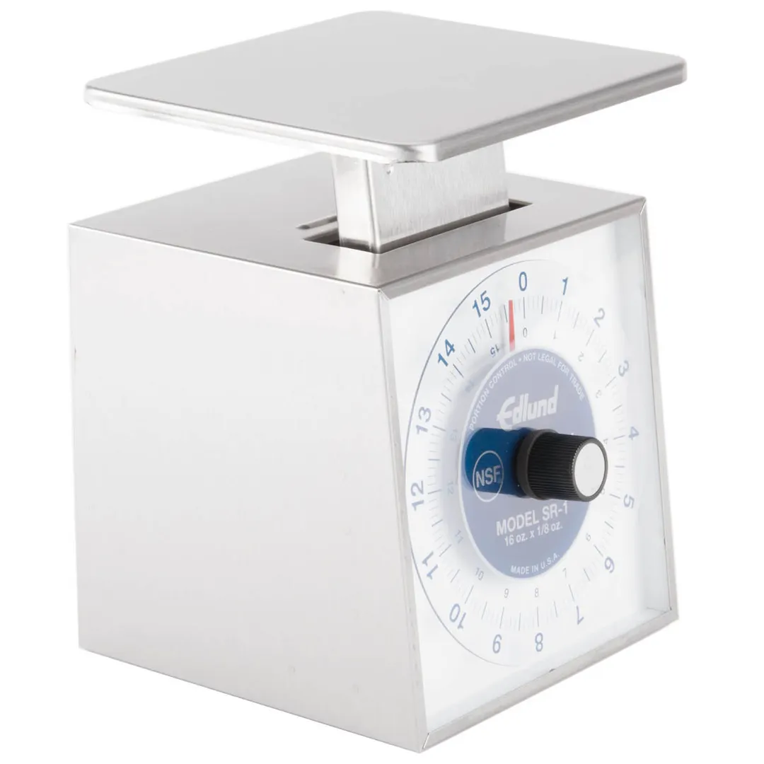 Edlund SR-1 1-9 lb Stainless Portion Scale, 16 oz/1/8 oz Graduation, Rotating Vertical Dial, 6-7" Platform