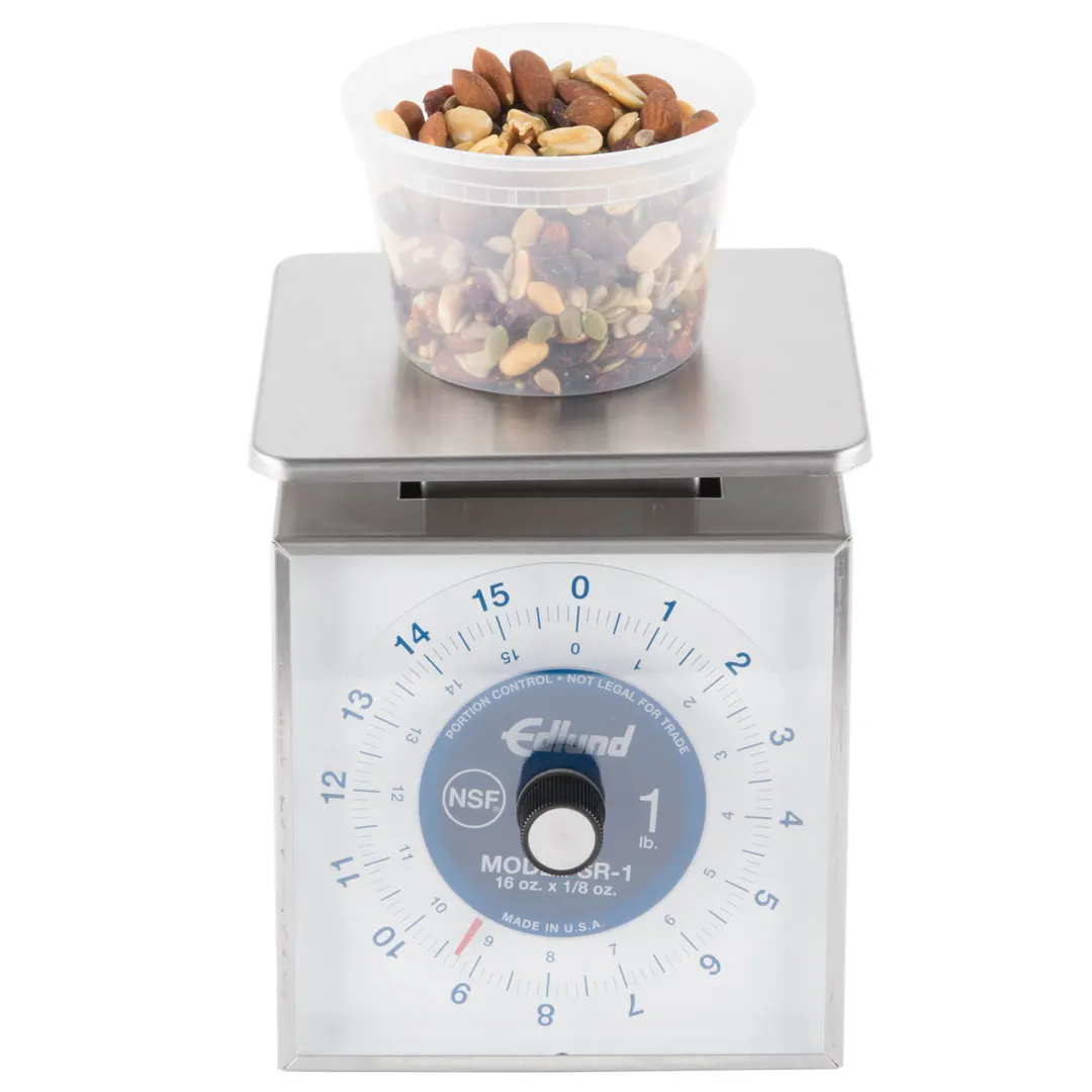 Edlund SR-1 1-9 lb Stainless Portion Scale, 16 oz/1/8 oz Graduation, Rotating Vertical Dial, 6-7" Platform
