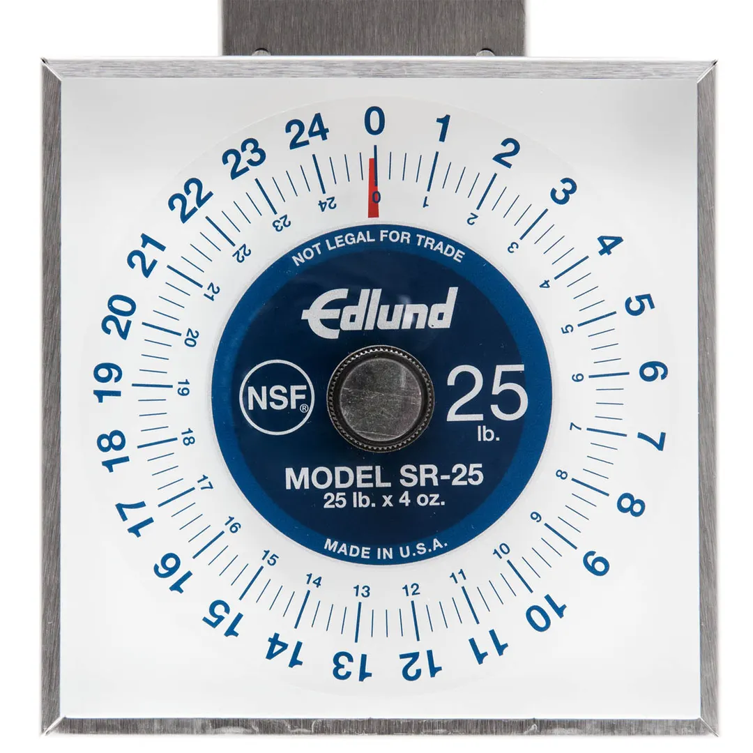 Edlund SR-25 10-29 lb Stainless Scale, 25 lb, 4 oz Graduation, Rotating Dial, 6-7" Platform, Dishwasher Safe