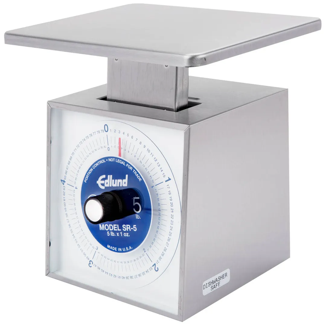 Edlund SR-5 OP - 9 lb Portion Scale, Stainless Steel, Rotating Dial, 8-9" Platform, Top Loading, Dishwasher Safe