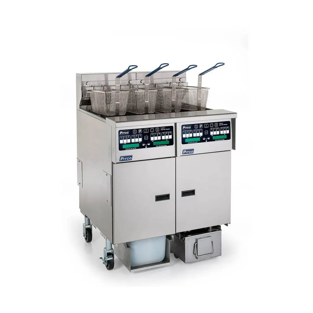 Pitco SSHLV14C-2/14T-2/FD Multiple Battery Gas Fryer w/ (2) 32-lb Frypots, Filter Drawer System