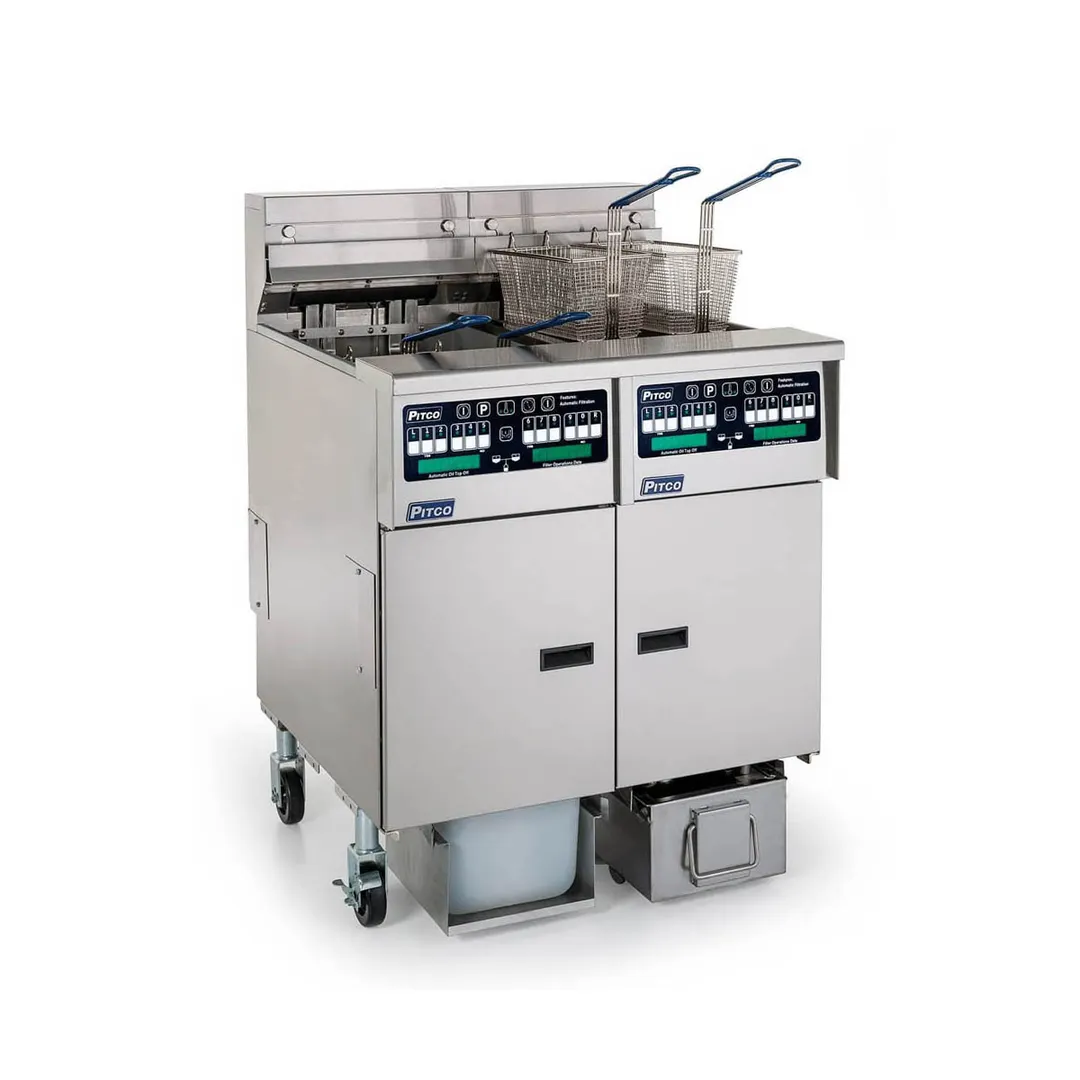Pitco SSHLV14TC-2/FD Multiple Battery Gas Fryer w/ (2) 17-lb Frypots, Filter Drawer System