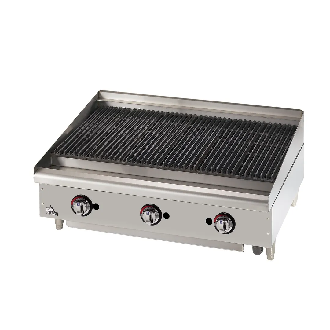 Star 6036CBF 36" Countertop Gas Lava Rock Charbroiler w/ (3) Burners, 120.000 BTU