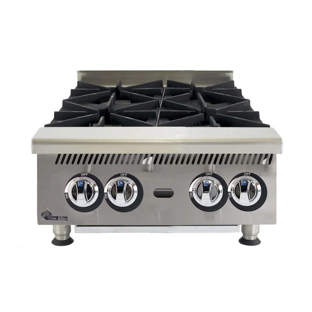 Star 804HA 24" Countertop Gas Hotplate with (4) Burners, Manual Controls, 120.000 BTU