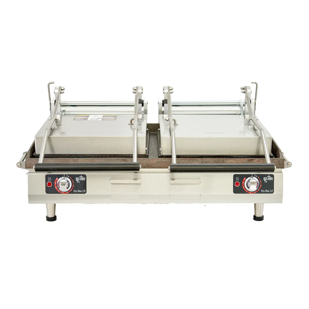 Star PGC28IE Double Panini Sandwich Grill w/ Timer, Grooved Plates, Electronic Controls