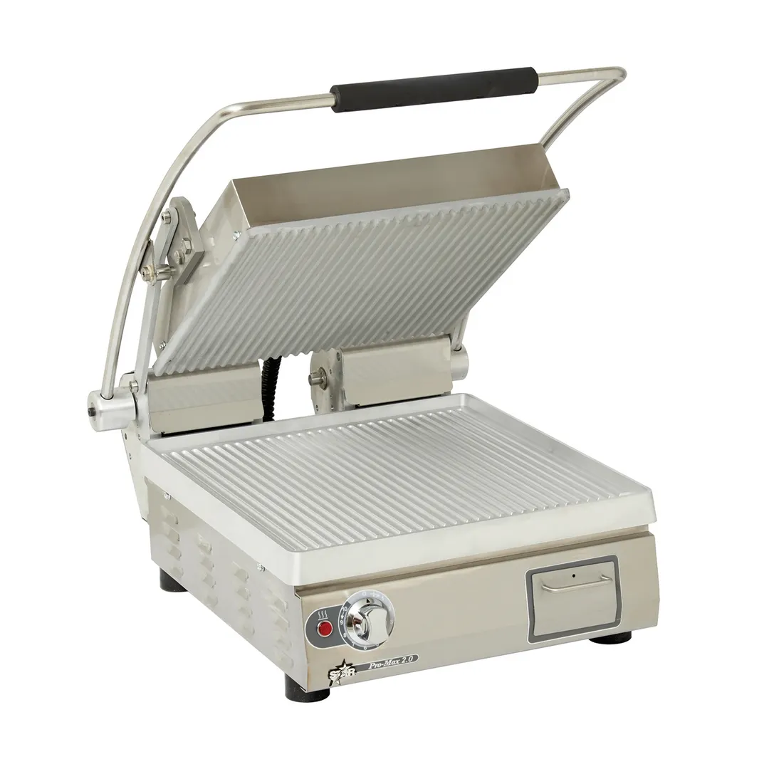 Star PGT14 Single Panini Sandwich Grill w/ Aluminum Grooved Plates, Manual Controls