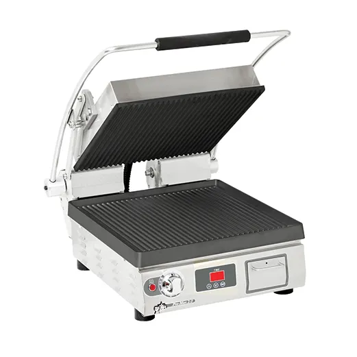 Star PGT14IT Single Cast Iron Panini Sandwich Grill w/ Timer, Grooved Plates, Manual Controls