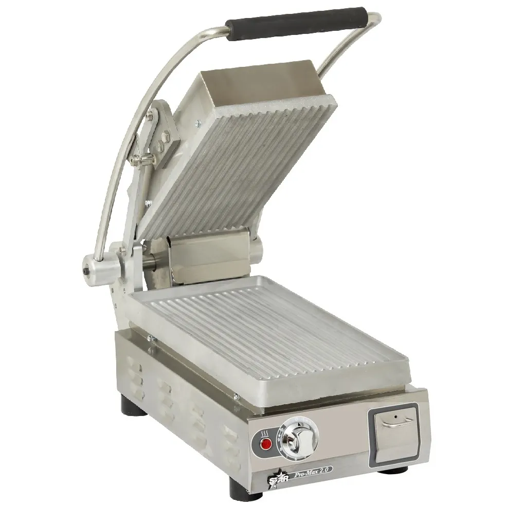 Star PGT7A Single Panini Sandwich Grill w/ Aluminum Grooved Plates, Manual Controls, 120V