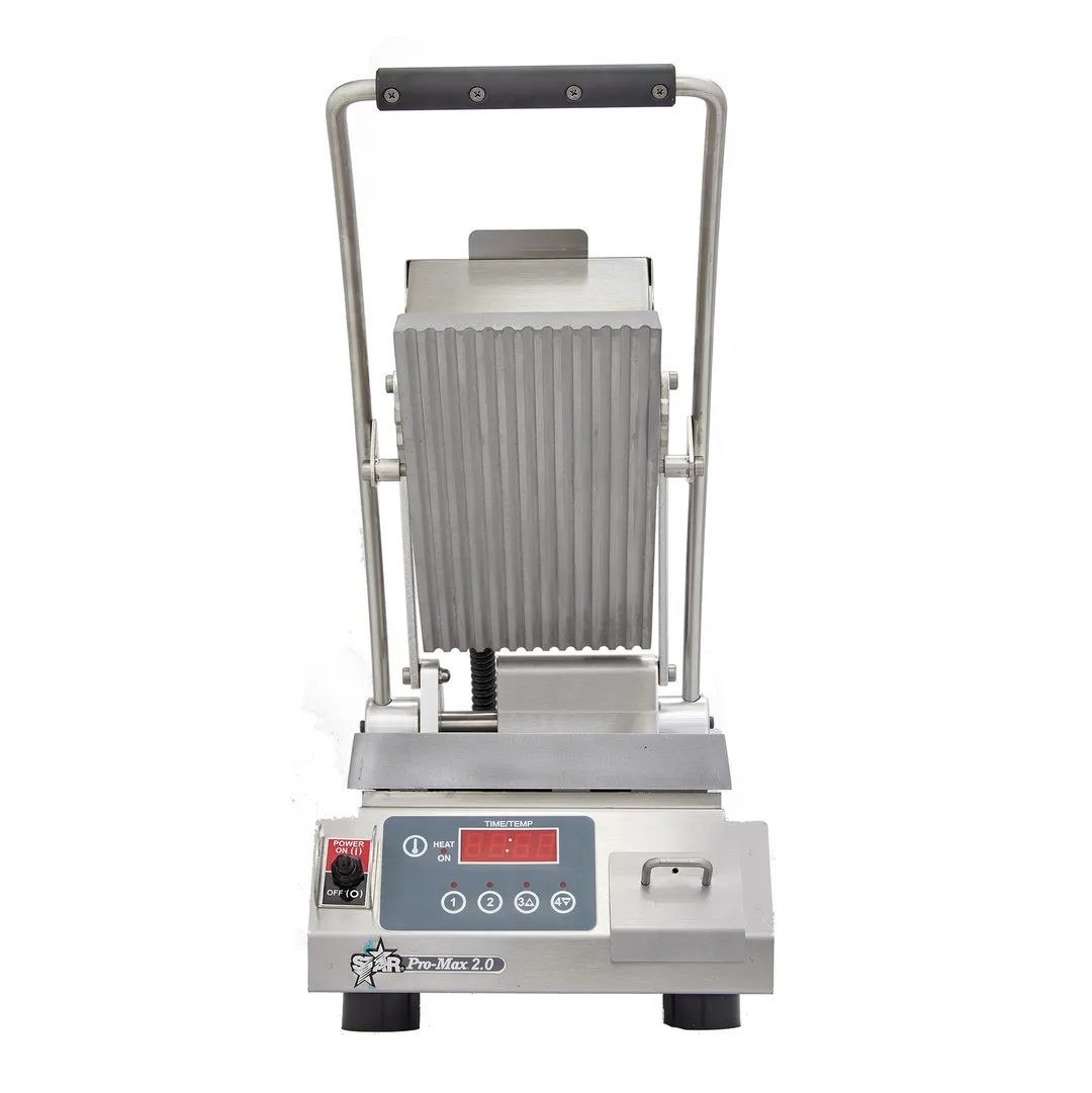 Star PGT7EA-230V Single Sandwich Grill w/ Aluminum Grooved Plates, Electronic Controls, 230V