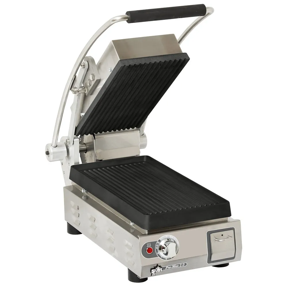 Star PGT7IA-120V Single Cast Iron Sandwich Grill w/ Grooved Plates, Manual Controls, 120V