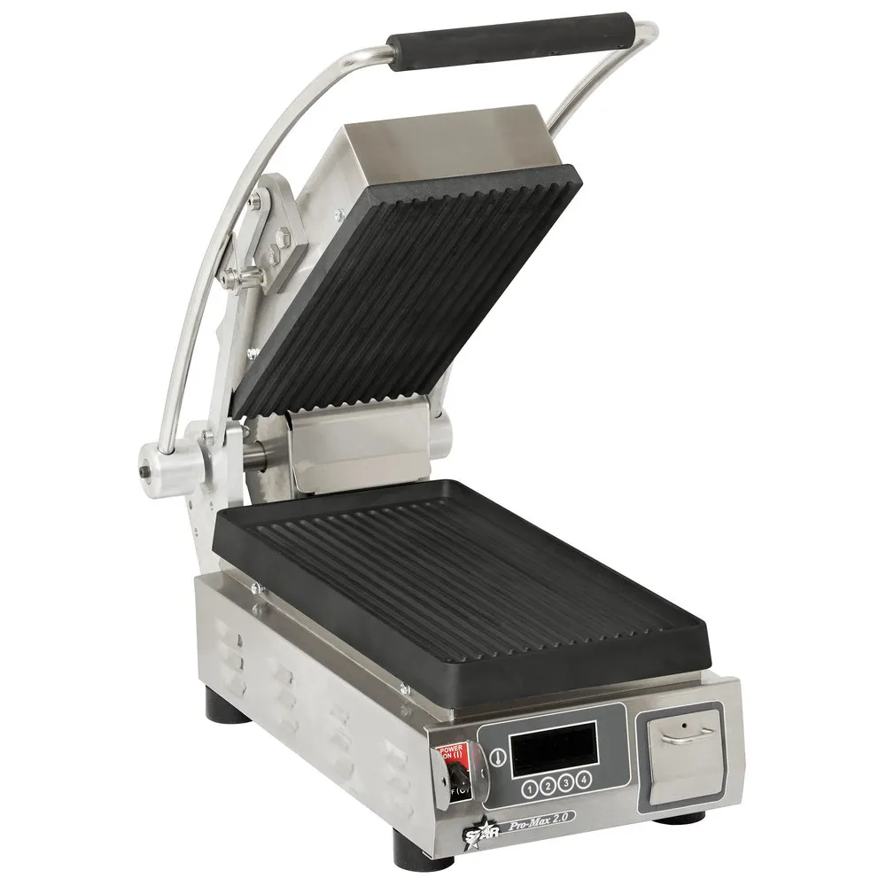 Star PGT7IEA-240V Single Cast Iron Sandwich Grill w/ Grooved Plates, Electronic Controls, 240V
