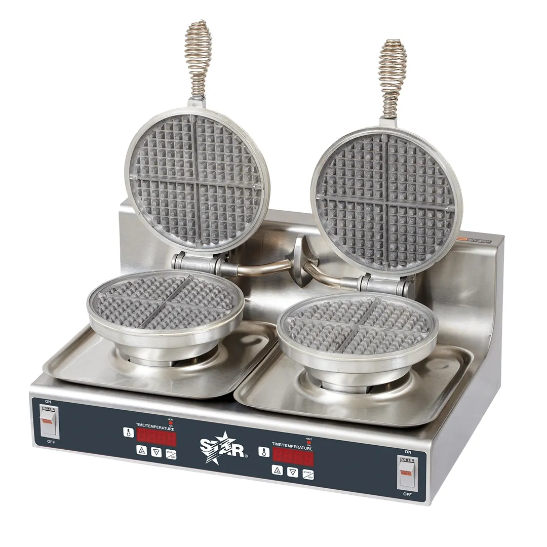 Star SWBD Star® Waffle Baker, Double Round, 7" X 1/2" Thick, Aluminum Grid