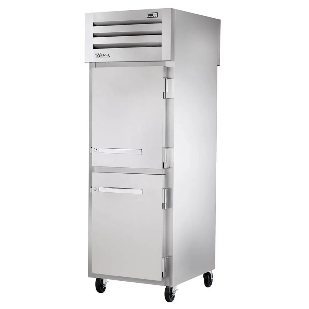 True STA1FPT-2HS-2HS-HC 28" 4-Half Solid Door Pass-Thru Freezer, Top Mounted, 31 cu. ft., Stainless Steel Exterior