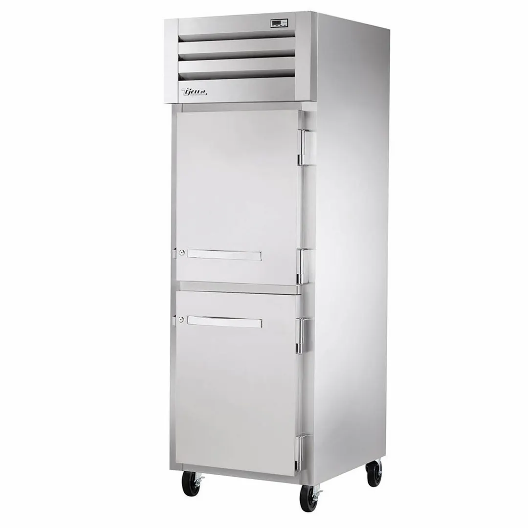 True STA1R-2HS-HC 27" 1-Section Reach-In Refrigerator w/ 2 Solid Half Doors, Top Mounted, Aluminum Interior-Stainless Floor