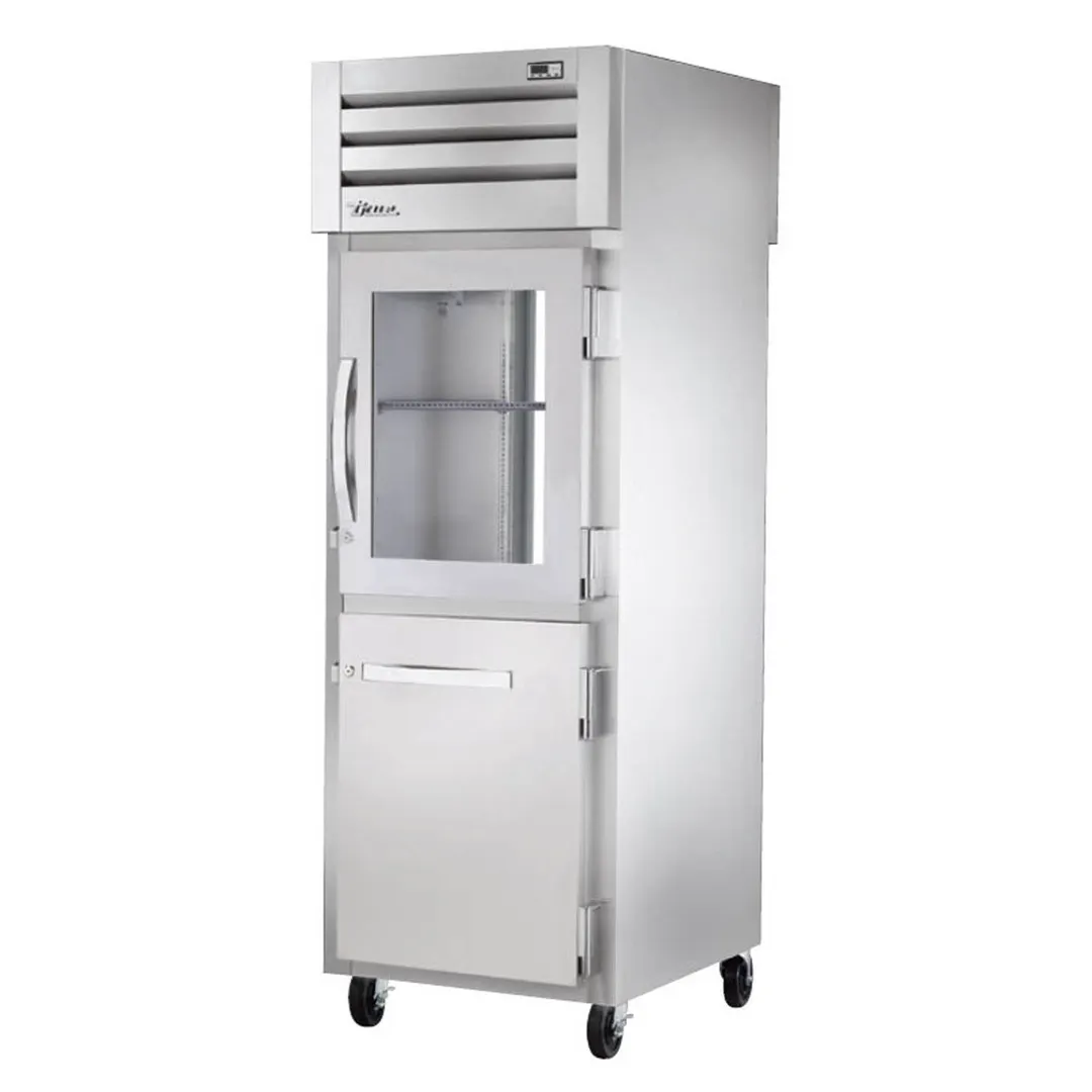 True STA1RPT-1HG/1HS-1G-HC 1-Section Pass-Thru Refrigerator w/ Front Glass & Rear Solid Door, Aluminum Interior-Stainless Floor