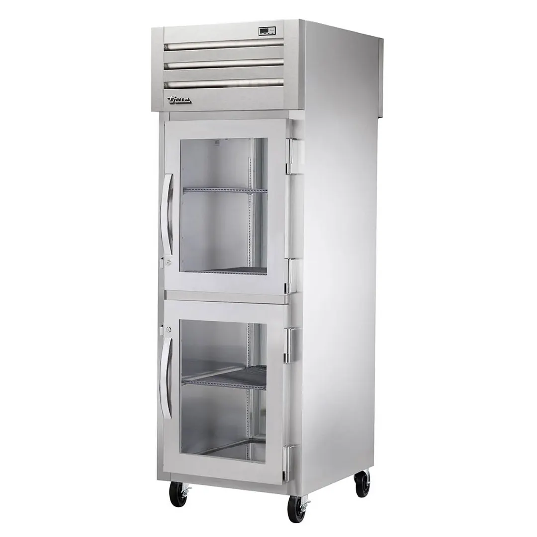 True STA1RPT-2HG-1S-HC 28" 1-Section Pass-Thru Refrigerator w/ Front 2 Glass Half & Rear Solid Full Door, Aluminum Interior-Stainless Floor