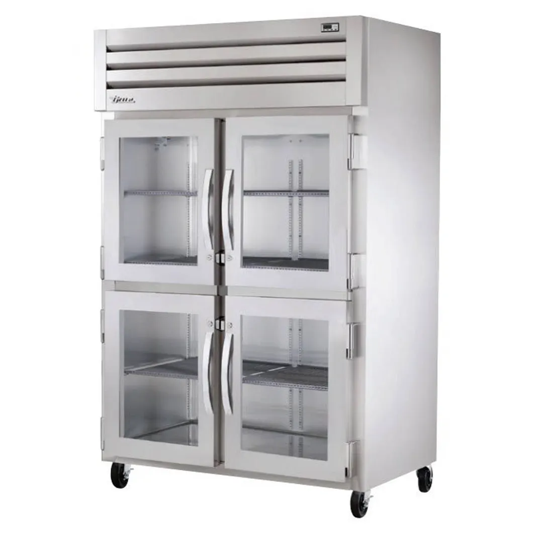 True STA2H-4HG 2-Section Heated Holding Cabinet, Glass Half Doors with Locks, 6 Chrome Shelves, Stainless Steel Front