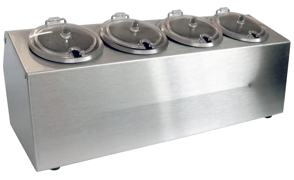 Steril-Sil CC-LTC-4SW - 4-Hole Ice-Cooled Condiment Dispenser, Steel, SC750 Containers & Lids, USA