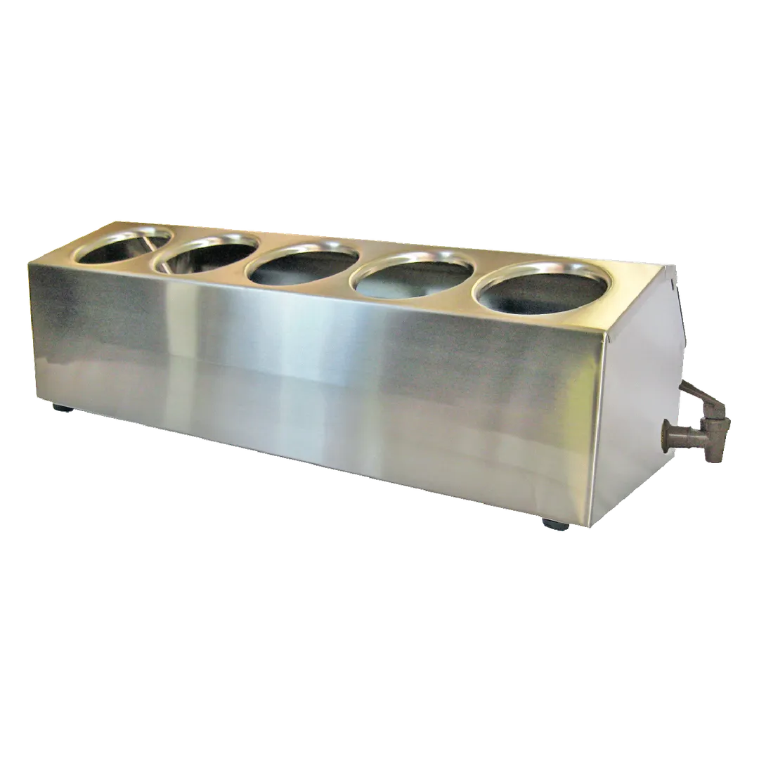 Steril-Sil CC-LTC-5 Dispenser, 5-Hole, 30 oz, Ice-Cooled Stainless Steel Base, Lids - Silver