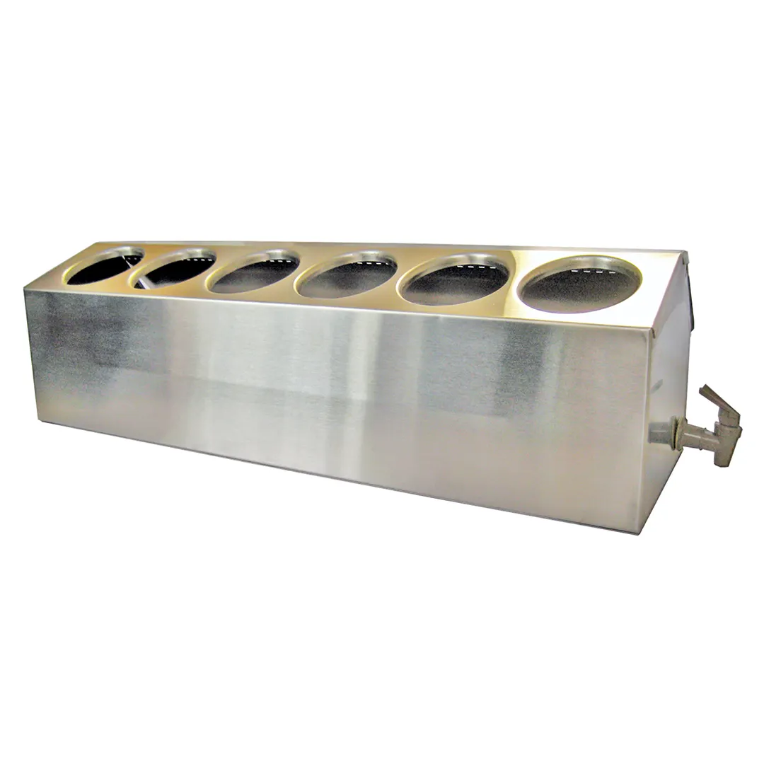 Steril‑Sil CC‑LTC‑6 Condiment Dispenser, 6‑Hole Silver Insulated, Holds 30 oz Containers, Steel Base