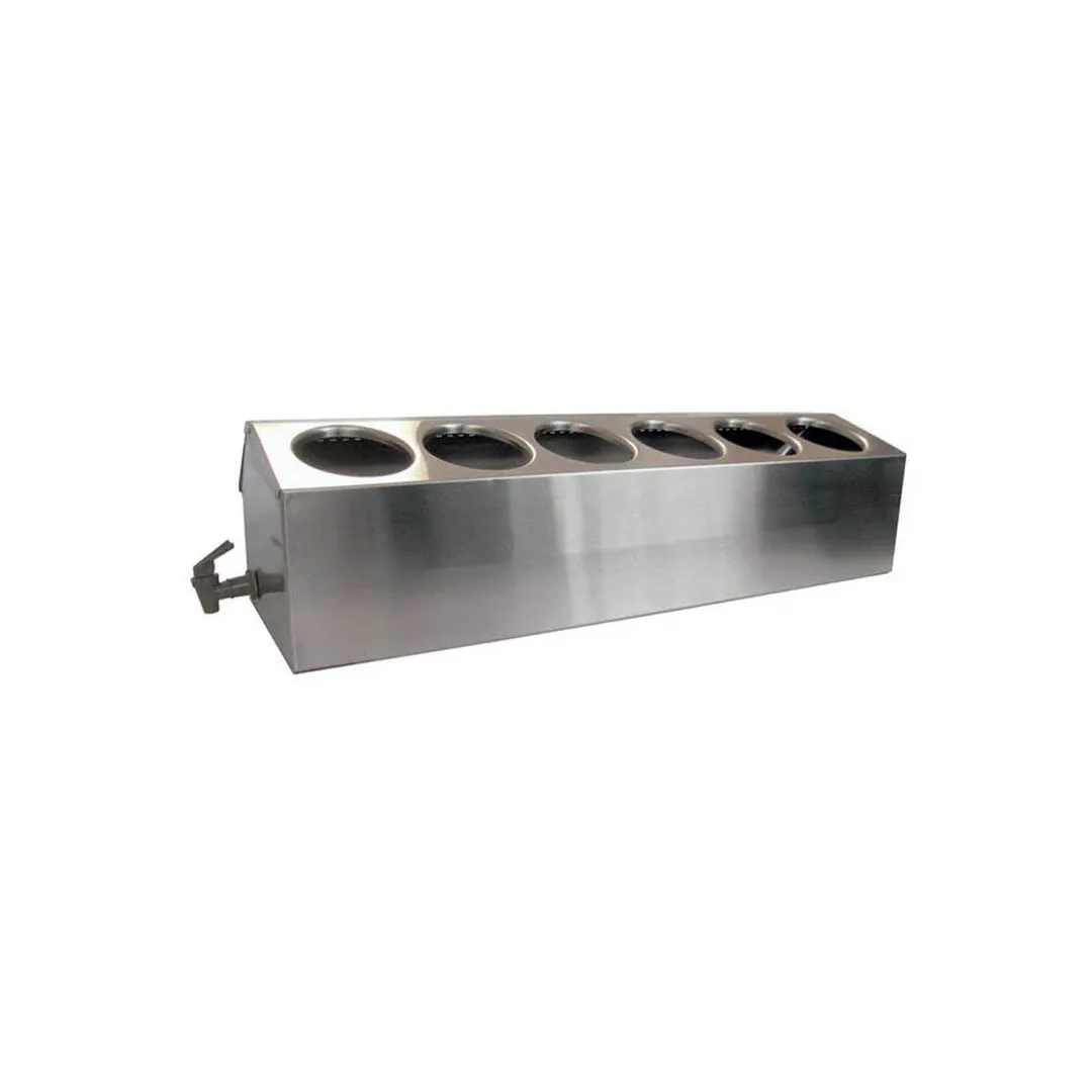Steril‑Sil CC‑LTC‑6 Condiment Dispenser, 6‑Hole Silver Insulated, Holds 30 oz Containers, Steel Base