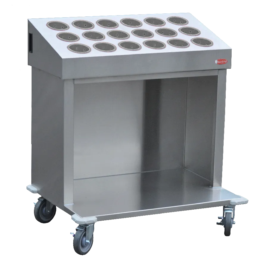 Steril-Sil CRT36-18SS Tray & Silverware Cart w/ 18 Stainless Steel Silverware Cylinders