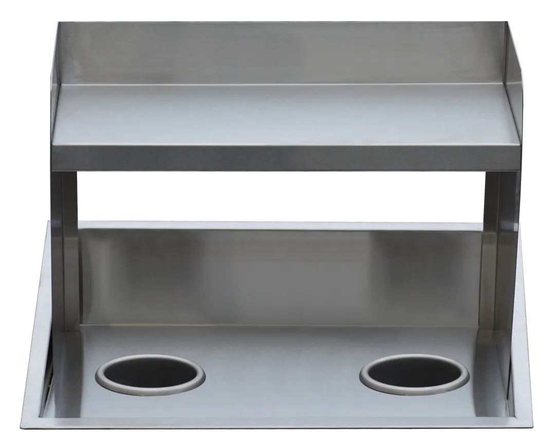 Steril-Sil E1-2RCS-2V-FOV Trash Insert, Two 4" Round Holes, Flat Overshelf, Stainless Steel