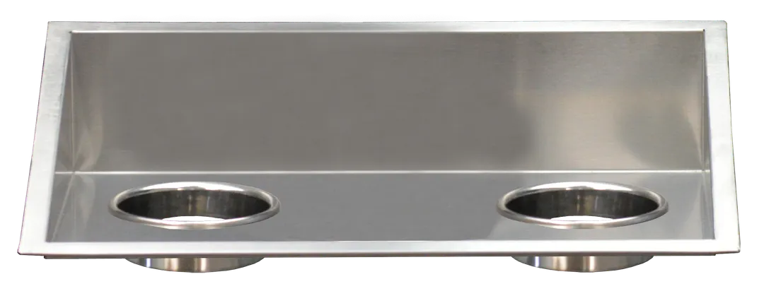 Steril-Sil E1-2RCS-2V Trash Insert, Two 4" Round Holes with Collars, Steel for ENC Counters