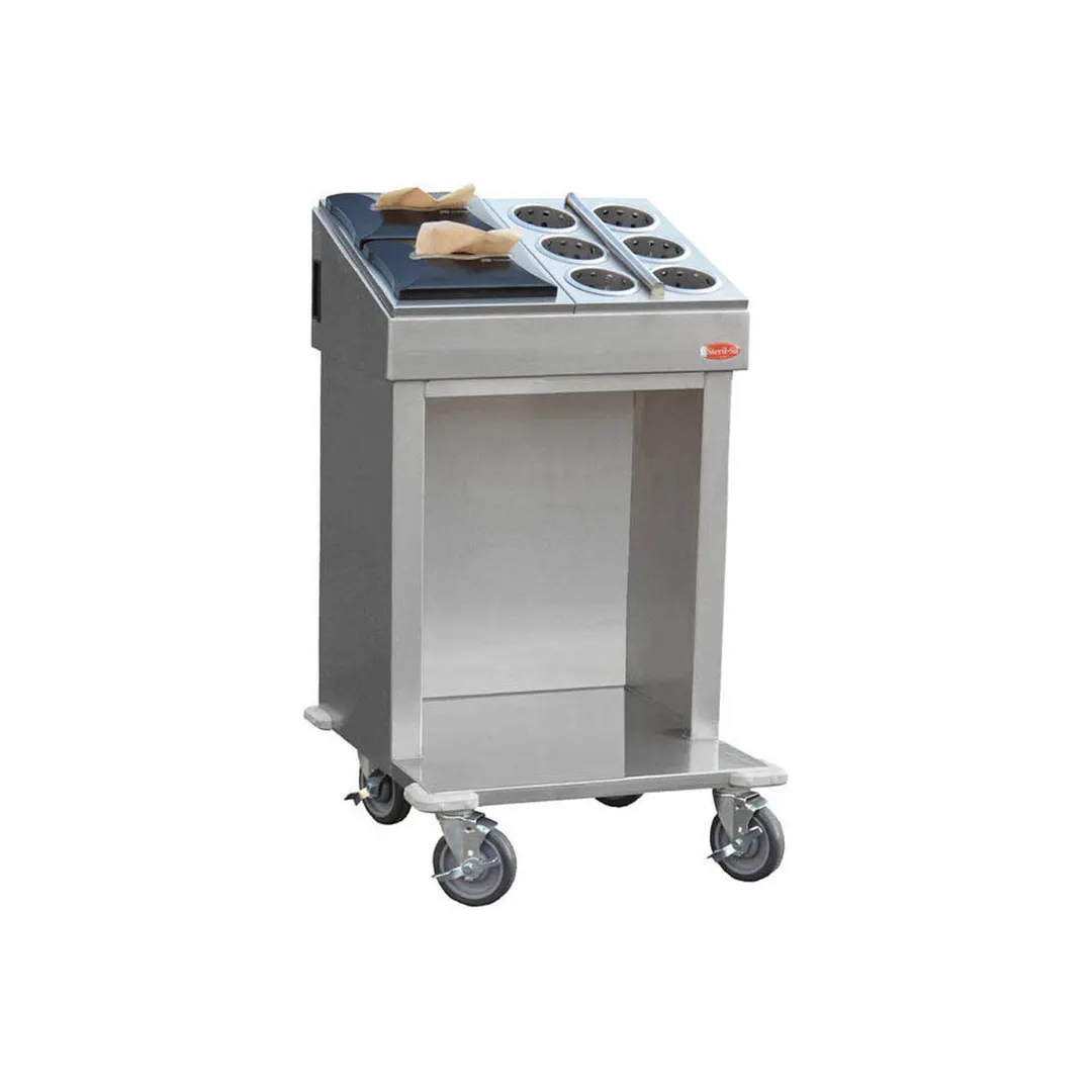 Steril-Sil E1-CRT24-2V Silverware Dispensing Cart w/ (2) E1 Inserts, (75) Trays, (4) 5" Glass Racks Capacity