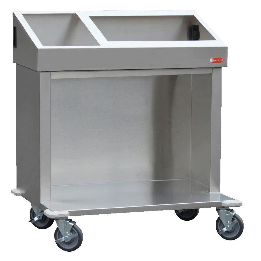 Steril-Sil E1-CRT36-1V1HP Dispensing Cart w/ (1) E1 Inserts, (1) Full Size Food Pan, (150) Trays, (4) 5" Glass Racks Capacity