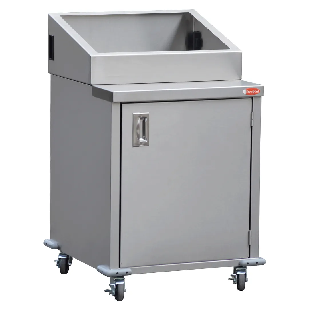 Steril-Sil E1-ENC24-2V Stainless Steel 2 Insert Silverware Dispensing Cart w/ Enclosed Base