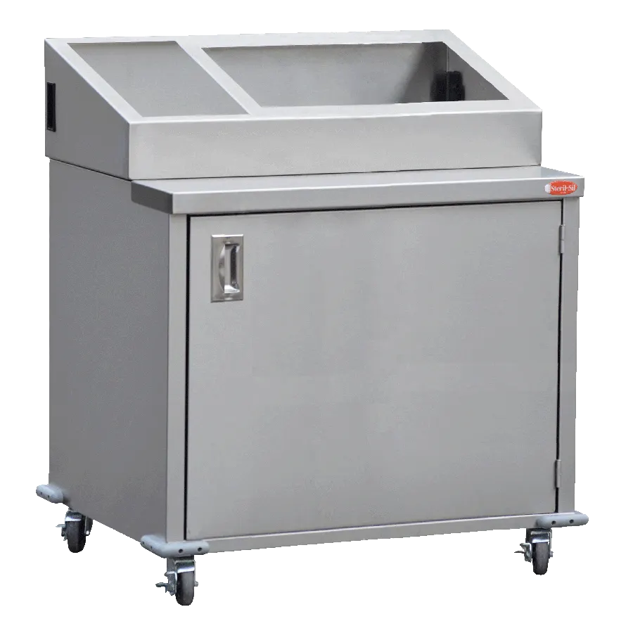 Steril-Sil E1-ENC36-1V1HP Enclosed Base Mobile Condiment Counter w/ (1) E1 Insert & (1) Full-Size Food Pan