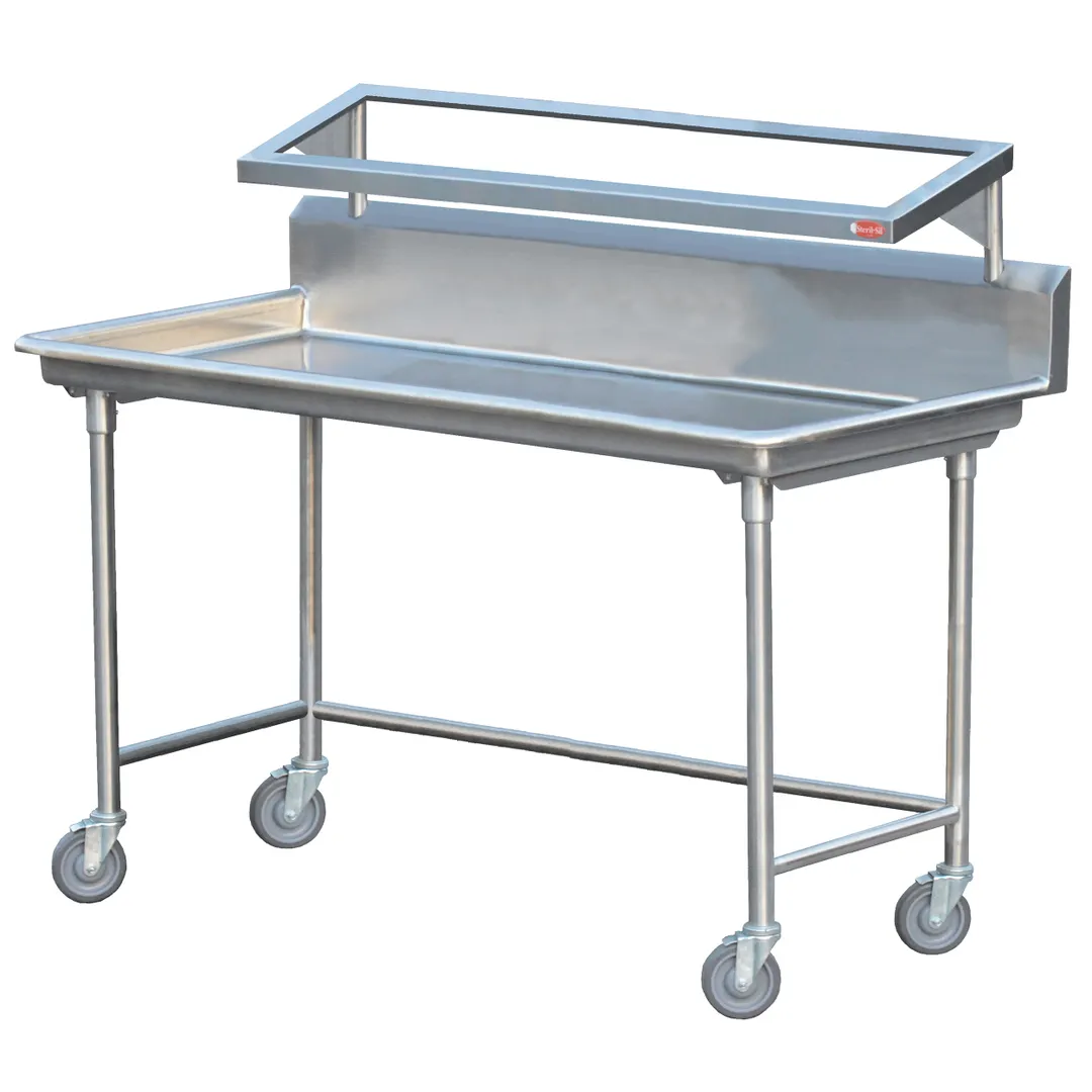 Steril-Sil E1-STE-4H Mobile Single-Sided Dishtable Sorting Table w/ Overshelf, 3" Rolled Edge