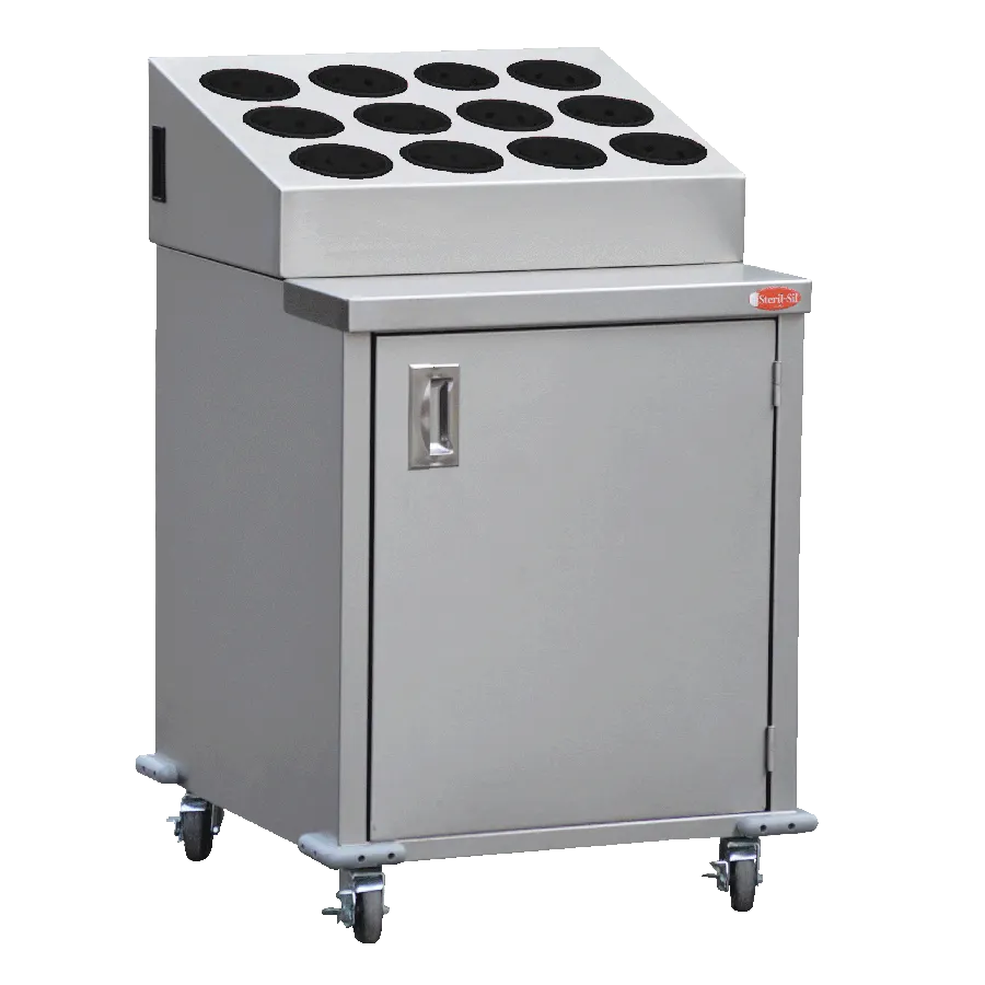 Steril-Sil ENC24-12RP Stainless Steel Silverware Cart w/ 12 Silverware Cylinders