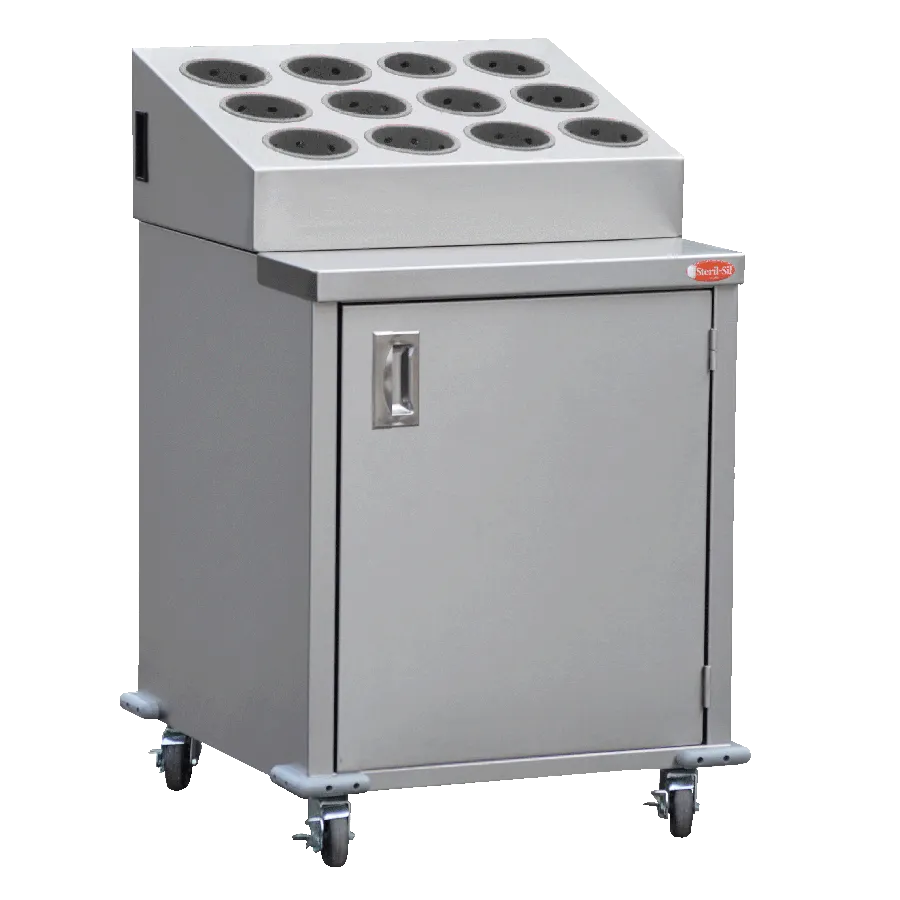 Steril-Sil ENC24-12SS Stainless Steel Silverware Cart w/ 12 Stainless Steel Silverware Cylinders