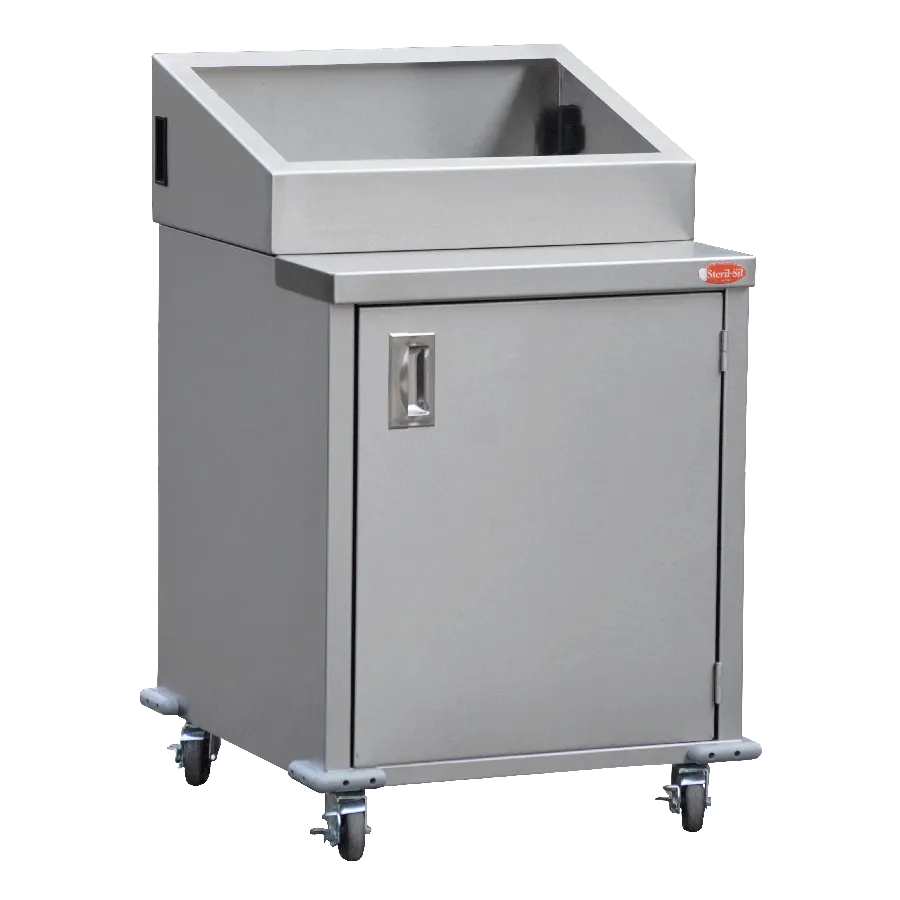 Steril-Sil ENC24-1HP Enclosed Base Stainless Steel Food Pan Mobile Counter w/ 1 Full Size Pan Capacity