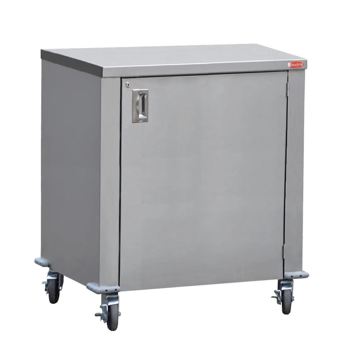 Steril-Sil ENC24-FLAT 24" Stainless Steel Enclosed Mobile Counter w/ Flat Work Top
