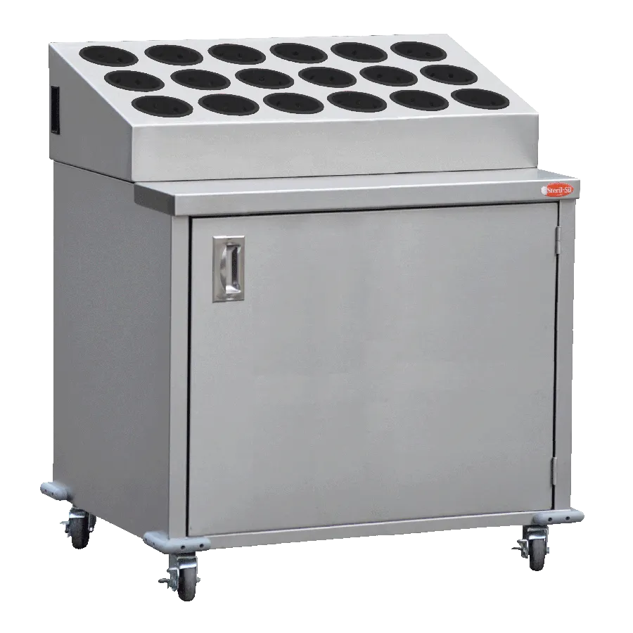 Steril-Sil ENC36-18RP Stainless Steel Silverware Cart w/ 18 Silverware Cylinders