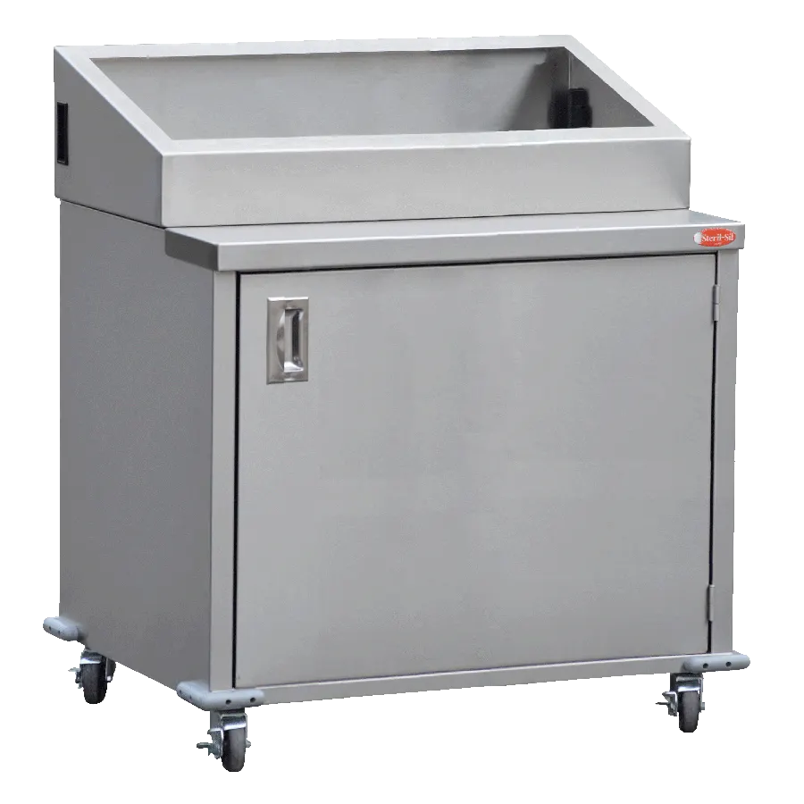 Steril-Sil ENC36-5TP Enclosed Base Stainless Steel Mobile Condiment Counter w/ 5 Third-Size Food Pan