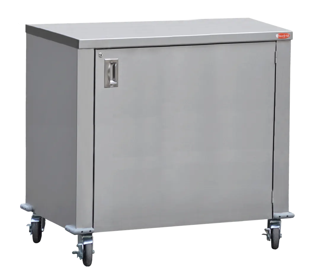 Steril-Sil ENC36-FLAT 36" Stainless Steel Enclosed Mobile Counter w/ Flat Work Top