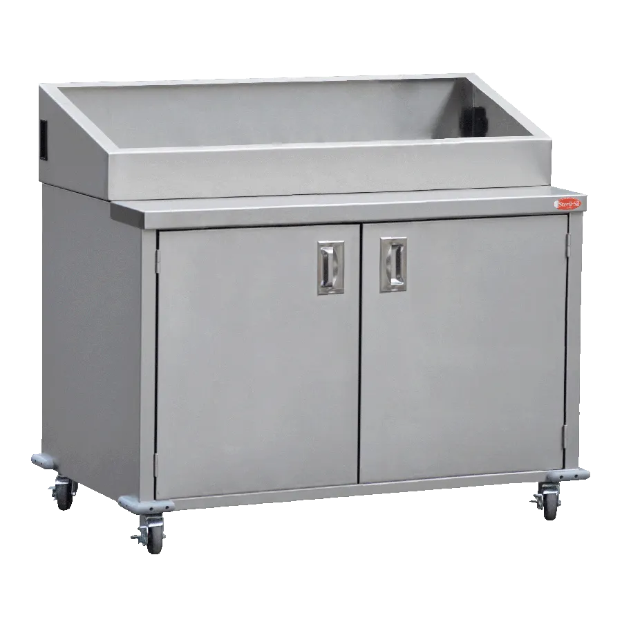 Steril-Sil ENC48-2HP Enclosed Base Stainless Steel Mobile Food Pan Counter