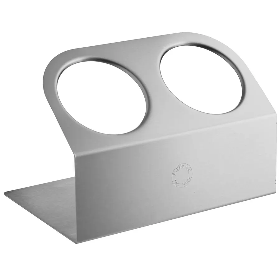 Steril-Sil HKS-2 Cantilever Silverware Dispenser, 2‑Hole, 304 Steel, Wall‑Mount, NSF, 4" Cutouts, USA