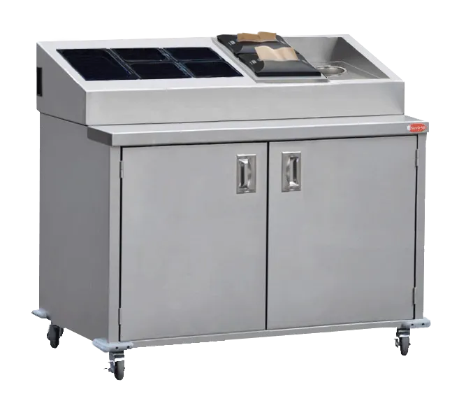 Steril-Sil KIT-ENC48-451 48" Stainless Steel 3 Insert Silverware Dispensing Cart w/ Enclosed Base