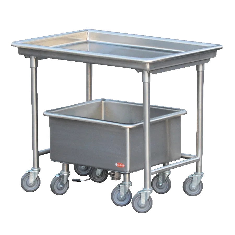 Steril-Sil LSS-44-BN Mobile Dishtable Sorting Station w/ Soak Sink, 3" Rolled Edges, 304 Steel